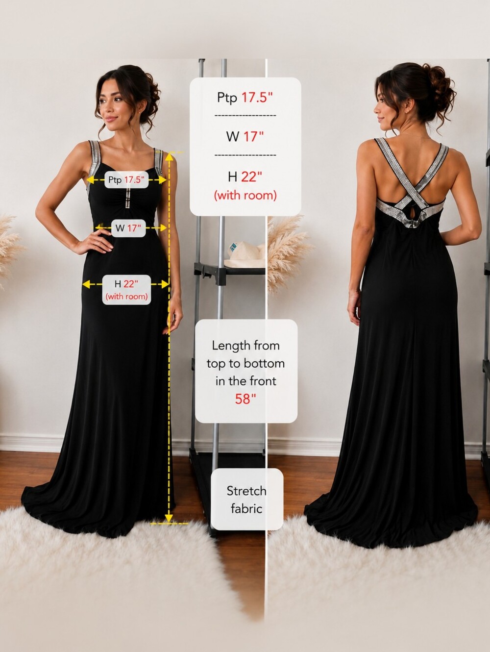 Frank Lyman Black Evening Gown Sequin Crisscross Back Size 12